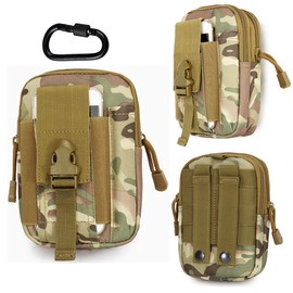 Lisirs Molle Pouch Compact EDC Utility Tactical Pouches Multipurpose Gadget Belt Pouch Waist Tool Bag with D Carabiner Digital Jungle