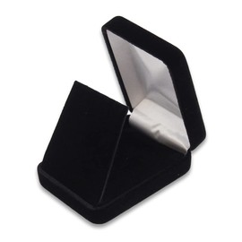 N N'icePackaging - 1 Qty Classic Velvet Metal Midnight Black Pendant Jewelry Gift Box w/matching insert and White Satin lined lid