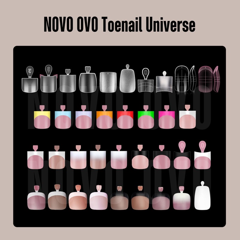 NOVO OVO Sharp Square Toenails for Gluing, Baby Pink Artificial