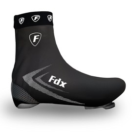 FDX Reflective Cycling Overshoes, Waterproof Bike Shoe Covers, Windproof Lightweight All Season Gaiters for Men and Women - Road Biking, MTB, Hi Viz Accessories Black, L