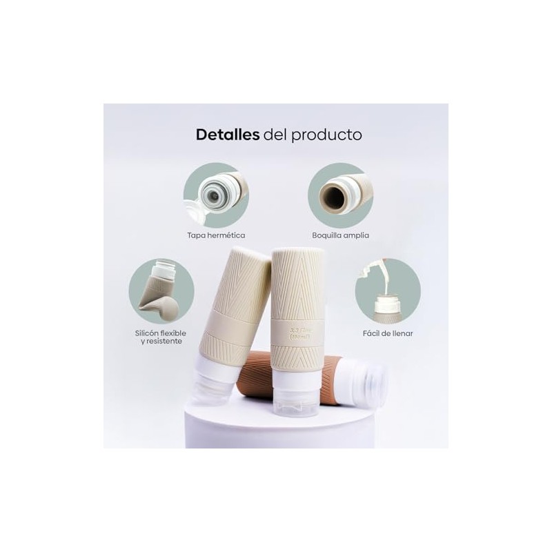 Kit de Viaje Envases Silicona INCLUYE 2 Protectores Para Cepillos