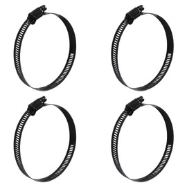 Litoexpe 4 Inch Stainless Steel Worm Gear Hose Clamp 4 Pcs, Adjustable 78-101mm Size Range, Fuel Line Clamp for Plumbing Automotive and Mechanical Application (Black)