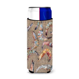 Caroline's Treasures 8738MUK Shrimp on Faux Burlap Ultra Beverage Insulators for slim cans, Slim Can, multicolor
