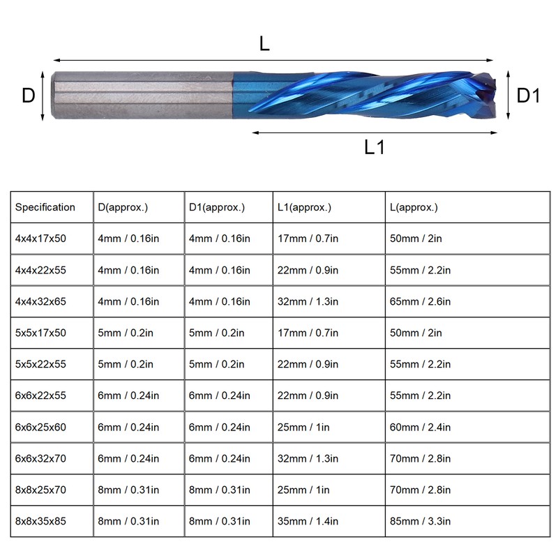 Milling Cutter CNC Spiral Router Bit 3 Flute Tungsten Steel