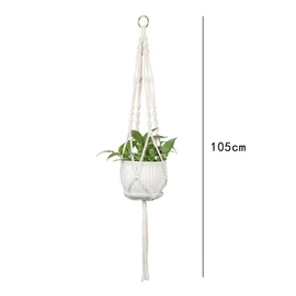 2 Stück Makramee Blumenampel Hängend Innen Baumwollseil Hängeampel Pflanzenhänger Blumentopf Pflanzen Lang Halter Aufhänger mit Quasten Hängetopf Beige Pflanzhänger Kann Boho Deko für Draußen Balkon