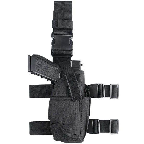 Xaegistac Drop Leg Holster for Pistols Tactical Thigh Rig Gun Holster with Magazine Pouch Adjustable Right Handed,Black