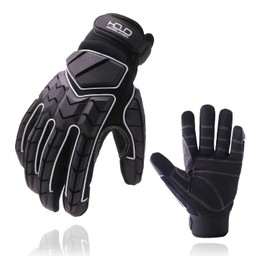 HANDLANDY Anti-Vibration Work Gloves, SBR Pad, TPR Protector, Mechanic Gloves (Black, L)