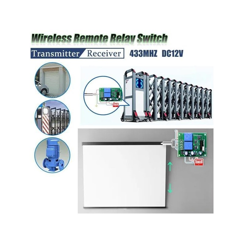 QIACHIP Wireless 433mhz 12V Remote Control Relay Switch 2 Channel