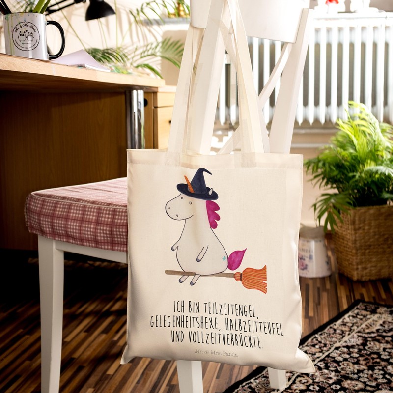 Mr. & Mrs. Panda Unicorn Witch Tote Bag, Gift, Beach