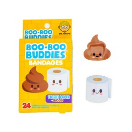 Boo Boo Buddies Kids Adhesive Bandages, Kids Self-Adhesive Sterile Bandages Pack for Toddler Girls & Boys, Adults First Aid, Protect Scrapes and Cuts | 24 Pcs (Toilet Paper + Poop)