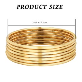 LEGENTLISUR 7 Pieces Stainless Steel Bracelet Golden Bracelet Simple Stainless Steel Bracelet Stackable Bracelet Set for Women Matching Jewellery Gifts for Women, Stainless Steel