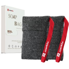 Alankilo 2 Pieces Soap Bags for Soap Bars, Exfoliating Soap Saver Bags, Foaming Bar Soap Pouches for Use in Baths or Showers(Dark Gray)