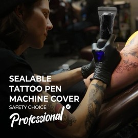 Sealable Tattoo Pen Covers Large, Gun Covers 2.5''x 7.8'', 200pcs Tattoo Machine Covers, Tattoo Machine Wrap for Tattoo Artists - Pro Supplies Accessories Black(2.5inchX7.8inch)