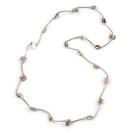Avalaya Antique White Shell Nugget Necklace In Silver Tone Metal - 66cm L