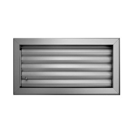 Aluminium ventilation grille with curved slats that are all moved together to the top, middle or lower position to steer the air flow with mesh. (30 x 15 cm)