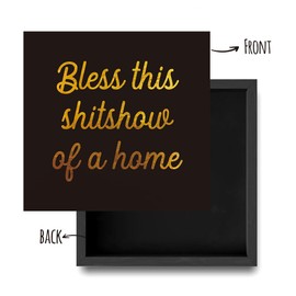 Funny Quotes Wooden Box Sign Bless This Shitshow Desk Decor, Funny Wood Sign Desk Decorations for Home Office Farmhouse Kitchen Bathroom Bedroom Shelf Table Decorations, Housewarming Gift