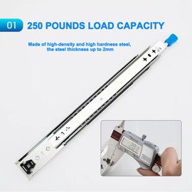 Hitess 1 Pair 28 Inch Heavy Duty Drawer Slides with Lock 250lb Load Capacity,Full Extension Side Mount Ball Bearing Drawer Rails