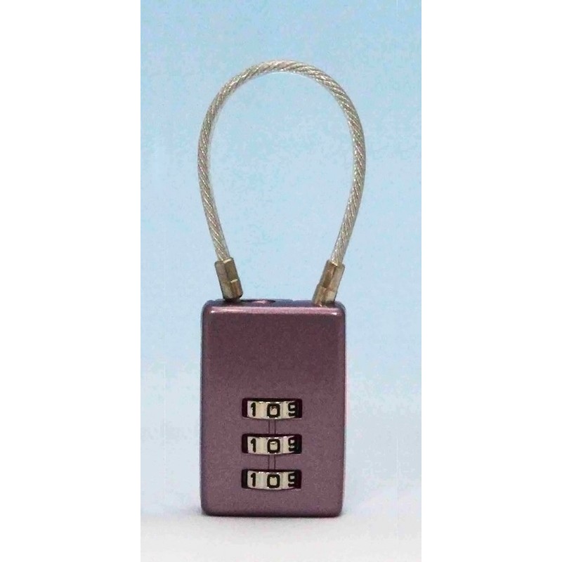 WAKI IB-121 Adjustable Number Cable Lock, 3 Tiers, Metallic Purple