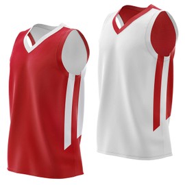 Liberty Imports Reversible Men's Mesh Athletic Basketball Jersey Single for Team Scrimmage (Red/White, X-Large)