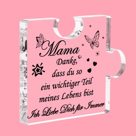 Gifts for Mum, Mother's Day Gift, Acrylic Plaque Gifts for Mother from Daughter Son, Engraved Puzzle Shape Mum Christmas Birthday Gift