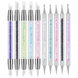 10pcs Nail Art Gel Carving Pen Nail Dotting Tool Silicone Nail Brushe Set Nail Tools Pottery Clay Sculpting Tools,Acrylic Nail Dotting Pen 2 Way Double Ended