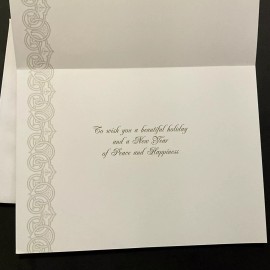 Vtg Christmas Greeting Card Angel Playing Large Horn Beautiful Wings GoldenHalo