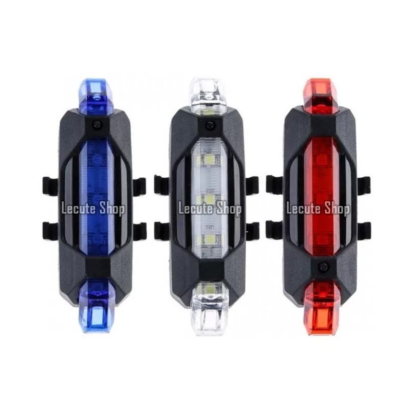 Car-Parment Lampara Luz Led Colores Bicicleta Recargable Trasera Delante