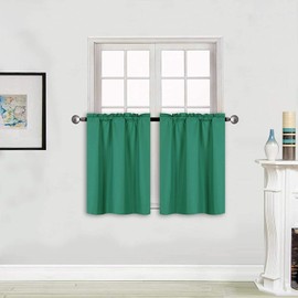 Home Collection 2 Panels 100% Blackout Curtain Set Solid Color with Rod Pocket Short Tier Drapes for Kitchen, Dinning Room, Bathroom, Bedroom,Living Room Window New (58” Wide X 23” Long, Teal)