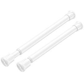 2 Pack Small Spring Tension Curtain Rod 7 to 12 Inch, Thin DIY Tension Rods No Drill for Slim Window Cupboard Closet Sidelights, White