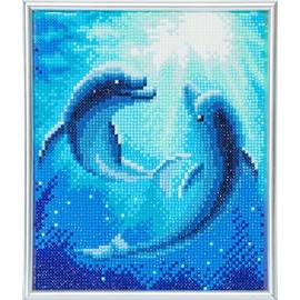 CRYSTAL ART Diamond Embroidery Kit White Frame 21x25cm Dolphins