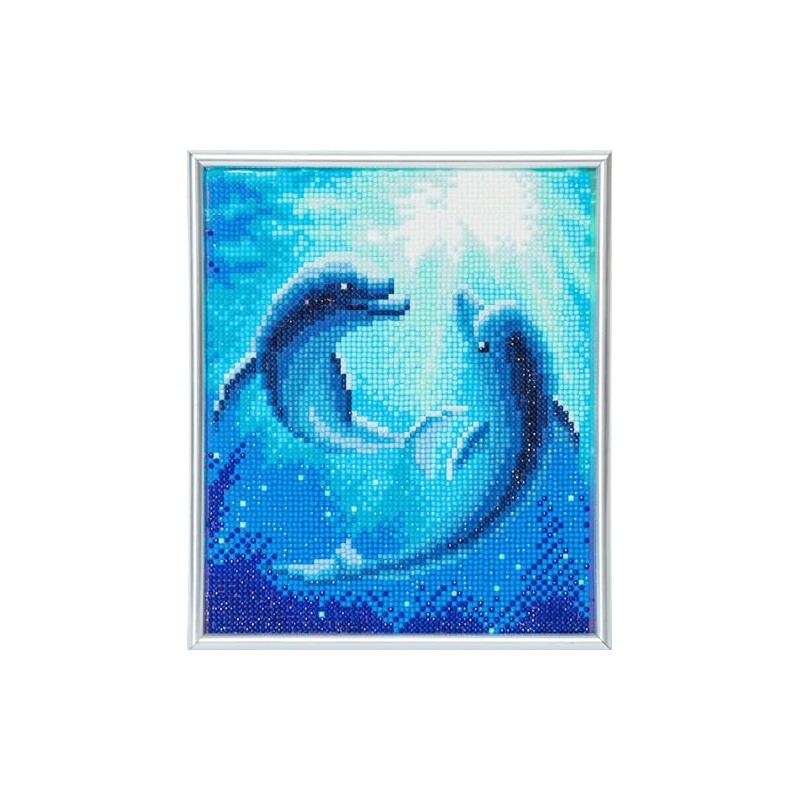 CRYSTAL ART Diamond Embroidery Kit White Frame 21x25cm Dolphins