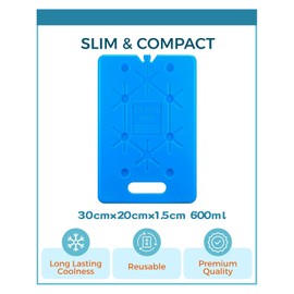 Large Ice Packs for Cool Bag - 3/6 Pieces of 600 ml - Reusable Ultra Thin Cooling Element - Suitable for Outdoor Activities to Take Away to Keep Food Fresh (Blue 600ML-3)