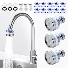 3Pack Sink Water Filter Faucet, Universal 360 ° Rotating Kitchen Faucet Water Purifier, Bathroom Faucet Filter Removes Chlorine Fluoride Heavy Metals Hard Water for Home Kitchen & Bathroom