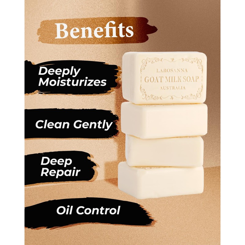 larosanna Australian Goat Milk Soap,Helps Moisturize,Smooth & Cleanse Skin,Triple-milled Bar