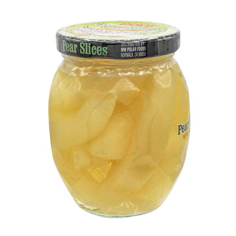 MW Polar Pear Slices in Light Syrup, glass jar 10oz