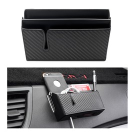 Dickno Car Storage Box for Mobile Phone, Multifunctional Carbon Fiber Car Cell Phone Holder, Auto Dashboard Pocket Organizer, Vehicle Interior Accessories for Storge Phone Key Coin (Large)