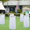 2-Pack 24"x43" White Round Cocktail Table Skirts | Stretch Spandex