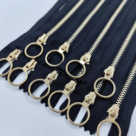 10PCS 8Inch (20cm) Metal Zippers Black#3 Golden Plated Bulk Close End Non-Separating Y-Teeth Small Zippers for Sewing Purse Bags Pocket Pack Crafts (8" Gold)