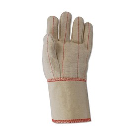 MAGID Double Layered Cotton Canvas Hot Mill Gloves with a 5" Gauntlet Cuff and Knuckle Strap (97KGT) - Large, Off-White (12 Pairs)