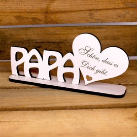 Decorative Stand "Papa ist der Beste - Lettering zum Hinstellen Heart Sign, 20 x 8 cm (Papa, schön das es Dich gibt.)