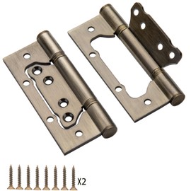 5 Inch 3mm No Mortise Door Hinges, Heavy-Duty Hinges with Bearings, 50KG Load Capacity (2 Pack) for Interior/Exterior Doors, Sliding Doors, Bedrooms (5" L x 3" W x 1/8" H) Bronze