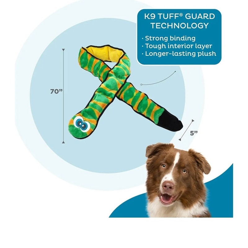 Outward Hound 70" Long Snake Dog Toy w/12X Big Squeakers,