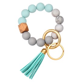 Boderier - Llavero de silicona con borla, Azul lago, L