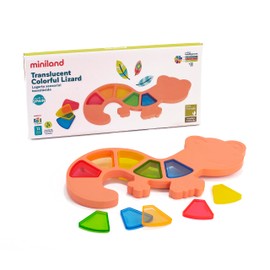 Miniland Feel to Learn Translucent Colorful Lizard for Children from 1 to 2 Years. 10 Translucent Pieces to be Fitted and Experiment The Mixture of Colors. Made in Spain with ECO Material