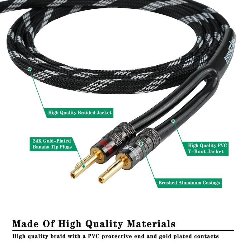 InnoStars 14AWG Premium Heavy Duty Braided Speaker Wire Cable (15