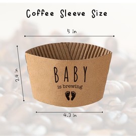 BONETAT 20 Counts A Baby Is Brewing, Coffee Cup Sleeves for Baby Shower Decorations, Disposable for Hot corrugated paper Sleeves 12 16 or 20 oz Paper Cup - A02