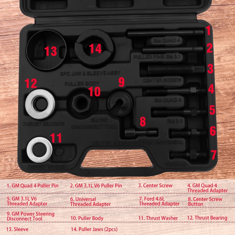 TOPEMAI Power Steering Pump Pulley Removal Tool, Pulley Puller Tool,