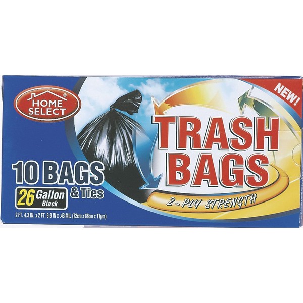 Trash Bags Black 26 Gallon 10 count (Pack Of 12)