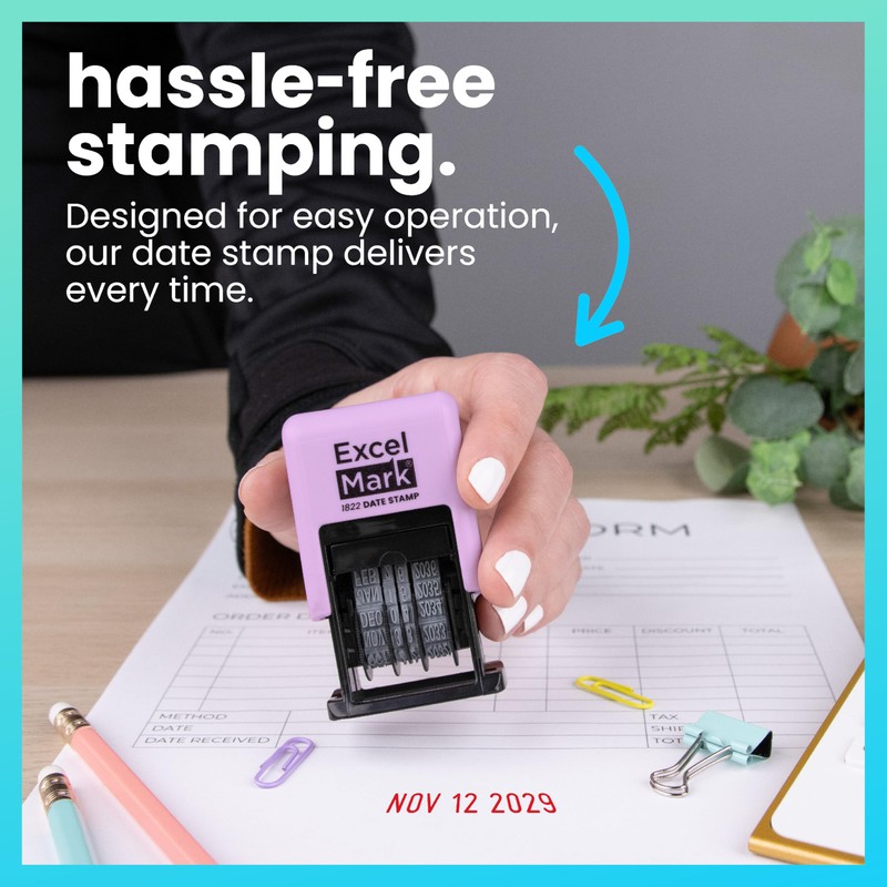 ExcelMark 1822 Date Stamp – Perfect for Shipping, Receiving, Expiration