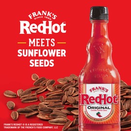 DAVID Frank's RedHot Flavored Salted & Roasted Jumbo Sunflower Seeds, 5.25 oz. (12 Count)